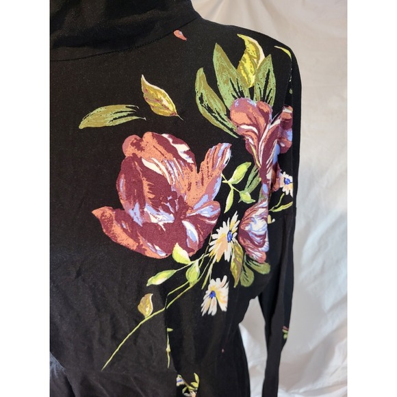 Free People Gemma Tunic Floral Dress Tie Open Back Small Long Sleeve Mock Neck - Picture 2 of 6